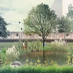 pomysł na projekt parku przy ulicy Karmelickiej w Krakowie