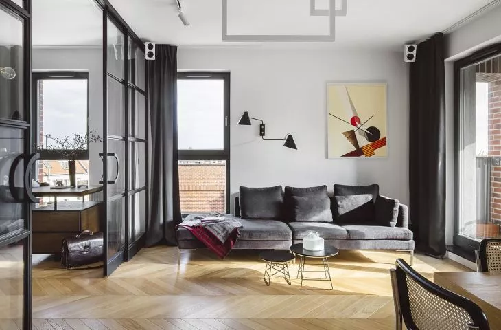 Eclectic interior with elements of Bauhaus, industrial inspiration and the spirit of a bourgeois townhouse
