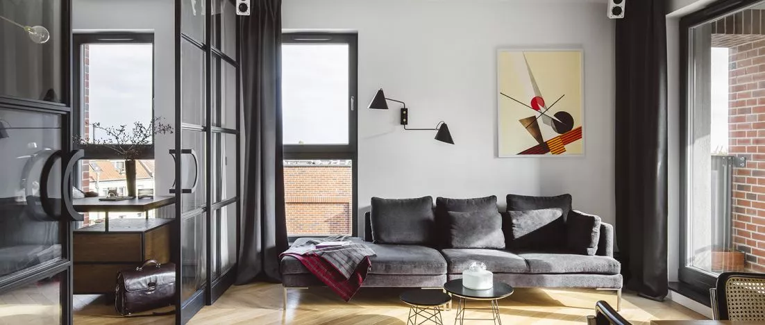 Eclectic interior with elements of Bauhaus, industrial inspiration and the spirit of a bourgeois townhouse