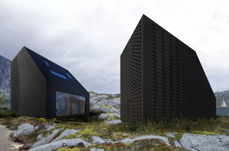 Black brick house on a Norwegian island. Alicja Jaroszek's project awarded in the competition.