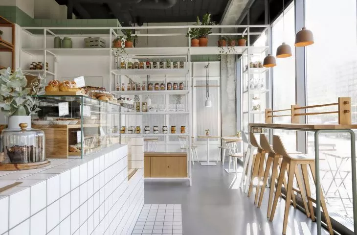 Fresh interior of Gdansk Bio Bakery
