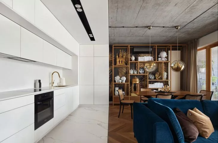 Eclectic interior in Krakow. Geometric apartment designed by blackhaus