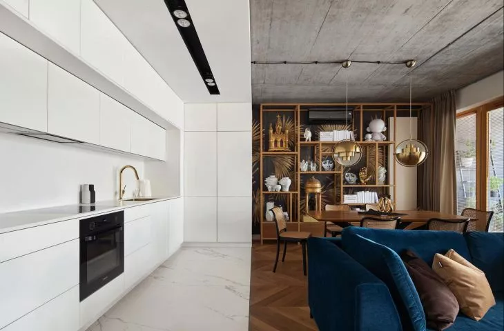 Eklektyczne wnętrze w Krakowie. Geometryczny apartament projektu blackhaus