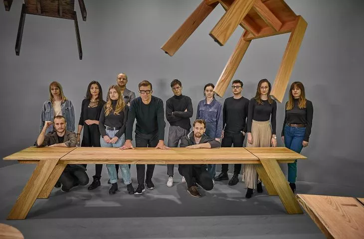 Upcycled tables. Student project Natural Born Collective