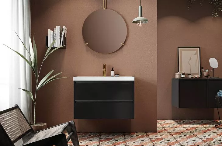 Bathroom furniture that can be freely combined with each other and combined with comfortable countertops and interesting washbasins