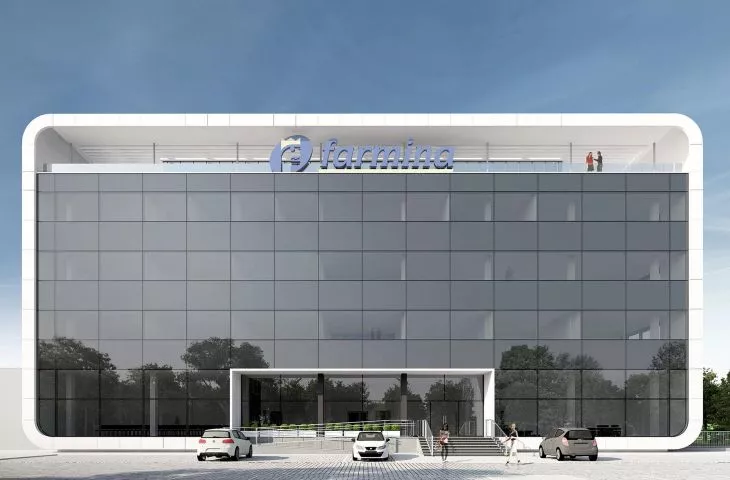 An office building like a tablet. Krakow headquarters of Farmina