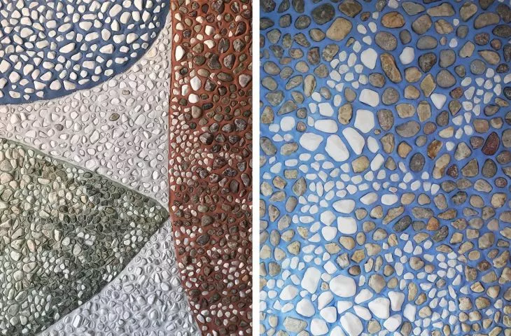 Modernist mosaic in an ice cream shop in Warsaw's Praga district