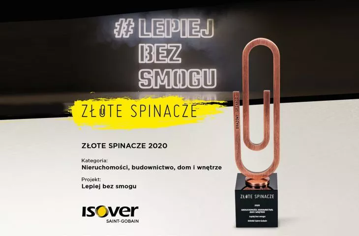 Kampania Isover „Lepiej Bez Smogu” nagrodzona w konkursie Złote Spinacze