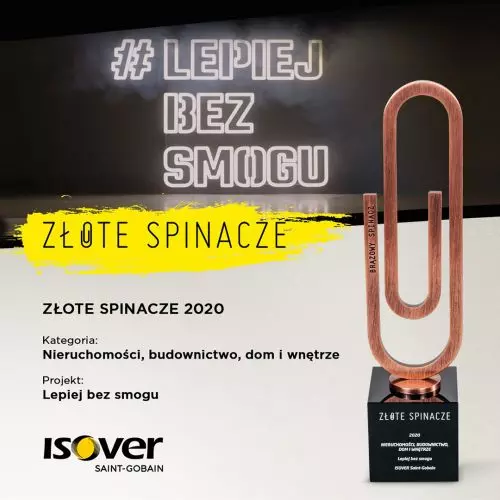 Kampania Isover „Lepiej Bez Smogu” nagrodzona w konkursie Złote Spinacze