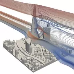symulacja oddziaływania wiatru na wieżowiec The Shard w Londynie