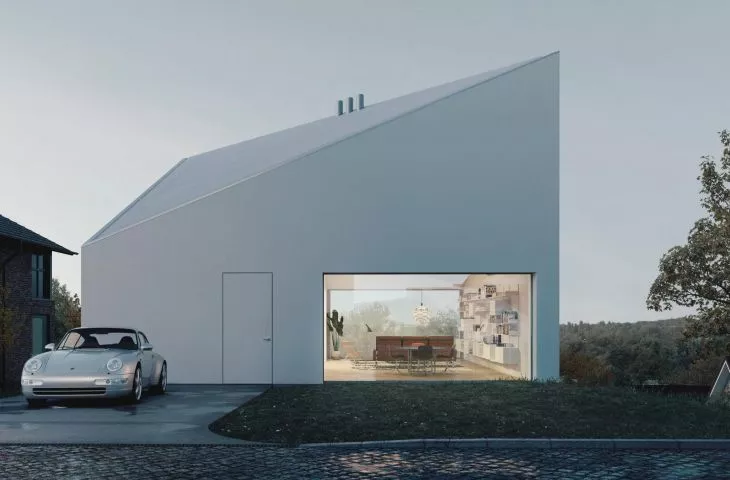 Monolityczna bryła na skarpie. Dom MJ projektu Kruk Rasztawicki Architekci