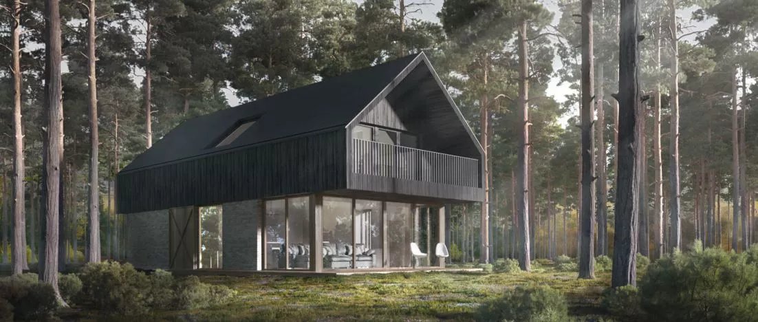 Zatopiony w lesie dom w Starej Prawdzie projektu YUMI Architekci