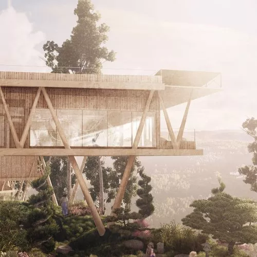 House for yoga practice. Design of an ecological building embedded in the landscape