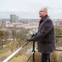 profesor Lorens na Górze Gradowej w Gdańsku