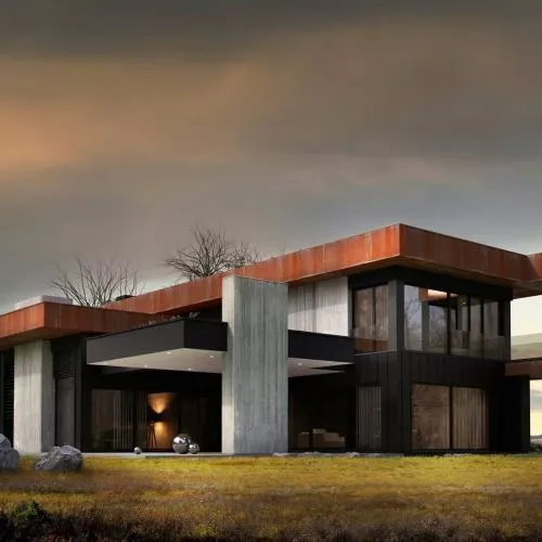 Modern house made of corten and steel. Corten Villa designed by Machoń Architekci