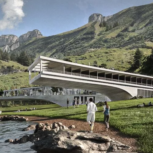 Wellness center in the Alps. Student project The Bridge honored