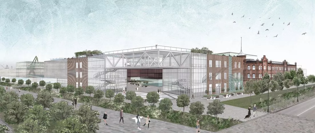 Brama Cesarska. Projekt centrum kulturowego obok Stoczni Cesarskiej w Gdańsku