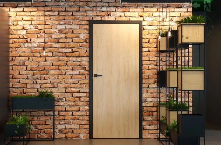 Steel doorframes in industrial interiors