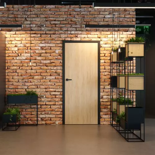 Steel doorframes in industrial interiors