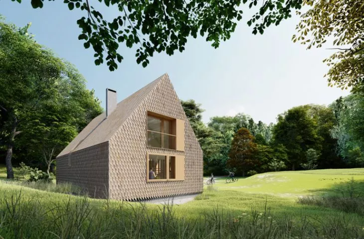 A natural house, or what kind of house? Ecological house for two families of the project mech.build