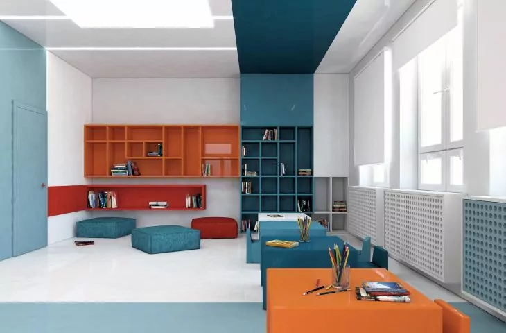 Space for children. Design of a friendly and colorful kindergarten