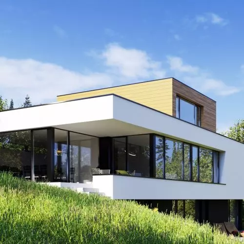 A house in Slovakia with a view of the High Tatras. A project that takes advantage of the advantages and limitations of a steep plot of land