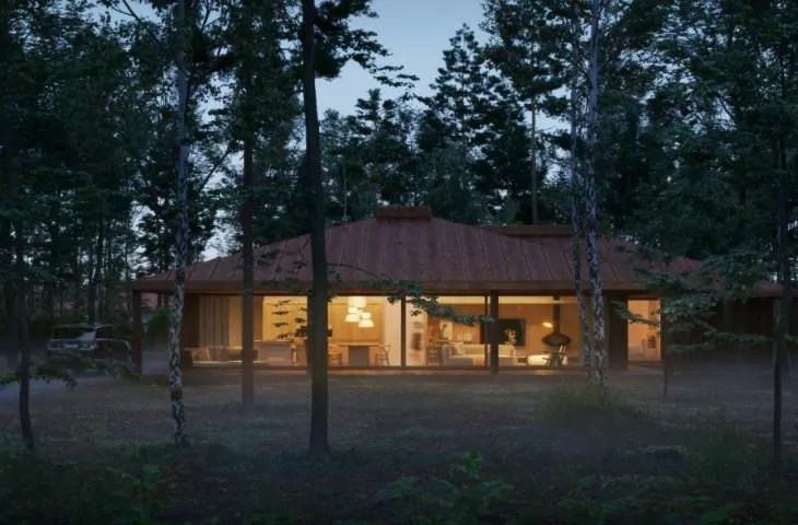 A mysterious house hidden in the woods. Design by Kruk Rasztawicki Architects.