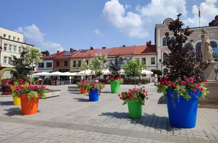 Efekty polskiej betonozy: mieszkańcom Żywca brakowało zieleni po rewitalizacji rynku. Burmistrz postawił donice z kwiatami