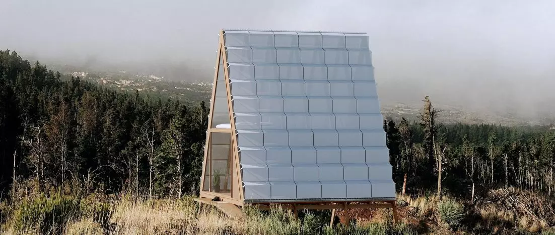 Sleeping Cabin in Portugal. Water-collecting Dew Catcher with first prize!