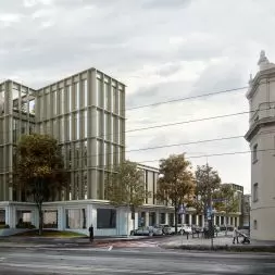 Wizualizacja biurowca H6 na terenie MTP przy ul. Grunwaldzkiej w Poznaniu, proj. CDF Architekci, © CDF Architekci