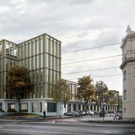 Wizualizacja biurowca H6 na terenie MTP przy ul. Grunwaldzkiej w Poznaniu, proj. CDF Architekci, © CDF Architekci