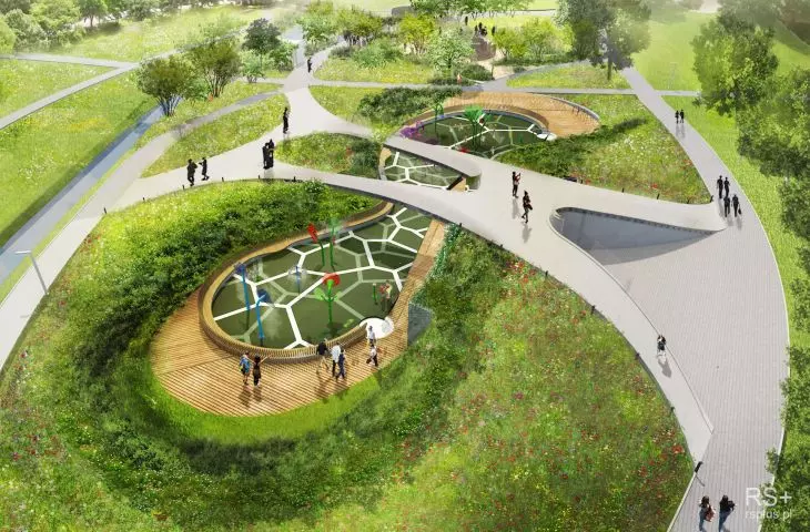 They are building another water playground in Tychy. It will have two zones and a bridge for caregivers