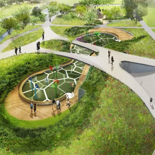 They are building another water playground in Tychy. It will have two zones and a bridge for caregivers