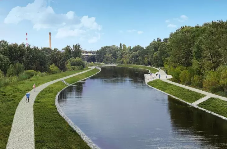 Koryto w gabionach – odbetonowanie brzegów Warty