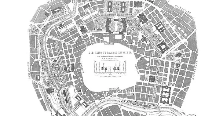 plan wiedeńskiej Ringstrasse według Hermanna Josepha Stübbena