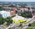 Perspektywa pokazująca nowe nasadzenia drzew (w kontekście podziemnego budynku