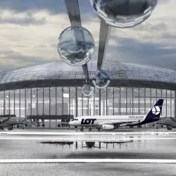 wizualizacja, terminal pasażerski lotniska przyszłości