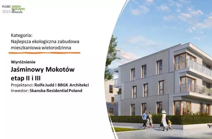 Wyróżnienie w kategorii Najlepsza ekologiczna zabudowa mieszkaniowa wielorodzinna