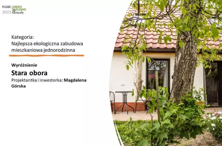 Wyróżnienie w kategorii Najlepsza ekologiczna zabudowa mieszkaniowa jednorodzinna