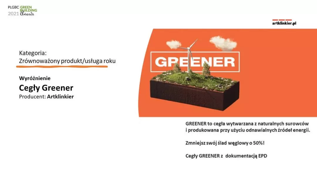 Cegły Greener, producent: Artklinkier