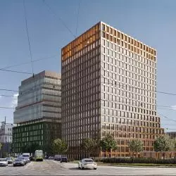 Wizualizacja biurowca kompleksu Nowy Rynek w Poznaniu, proj. JEMS Architekci