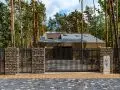 Ogrodzenie frontowe – gabionowe z przęsłami palisadowymi w kolorze antracytowym