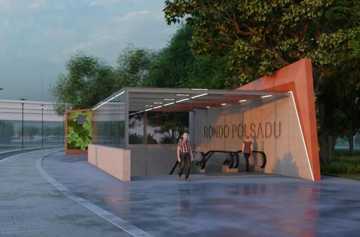 What will the streetcar stop at the Polsad traffic circle in Krakow look like?