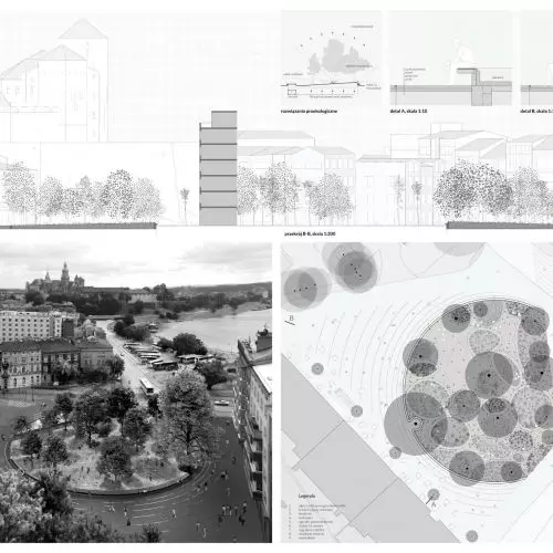 Wyniki konkursu na projekt przebudowy placu Juliusza Kossaka w Krakowie