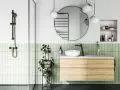 Vitto Black VerdeLine – bateria umywalkowa stojąca nablatowa, Vitto Black VerdeLine – bateria natryskowa ścienna, Phila Black – zestaw natryskowy przesuwny