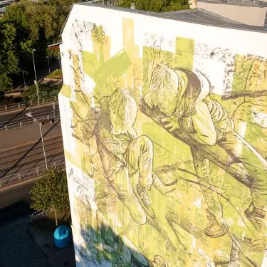 Ekologiczny mural antysmogowy wykonany farbami Titanium®. Oczyszczający powietrze.