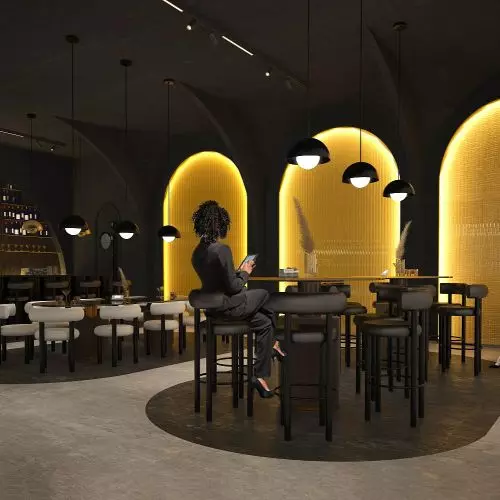 Molecular. Interior design of a bar serving molecular cocktails