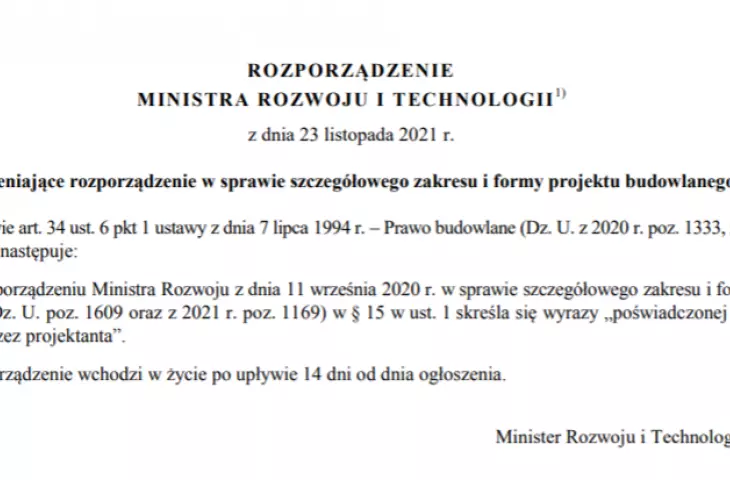 Rozporządzenie Ministra Rozwoju i Technologii z dnia 23 listopada 2021 r.
