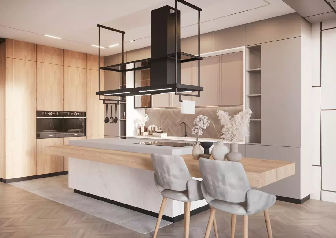 Asymetryczny okap
wyspowy Nortberg Metropolis Premium Glass ze szklaną półką