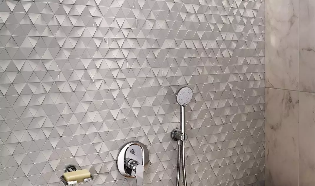 A rain shower in a stylish bathroom